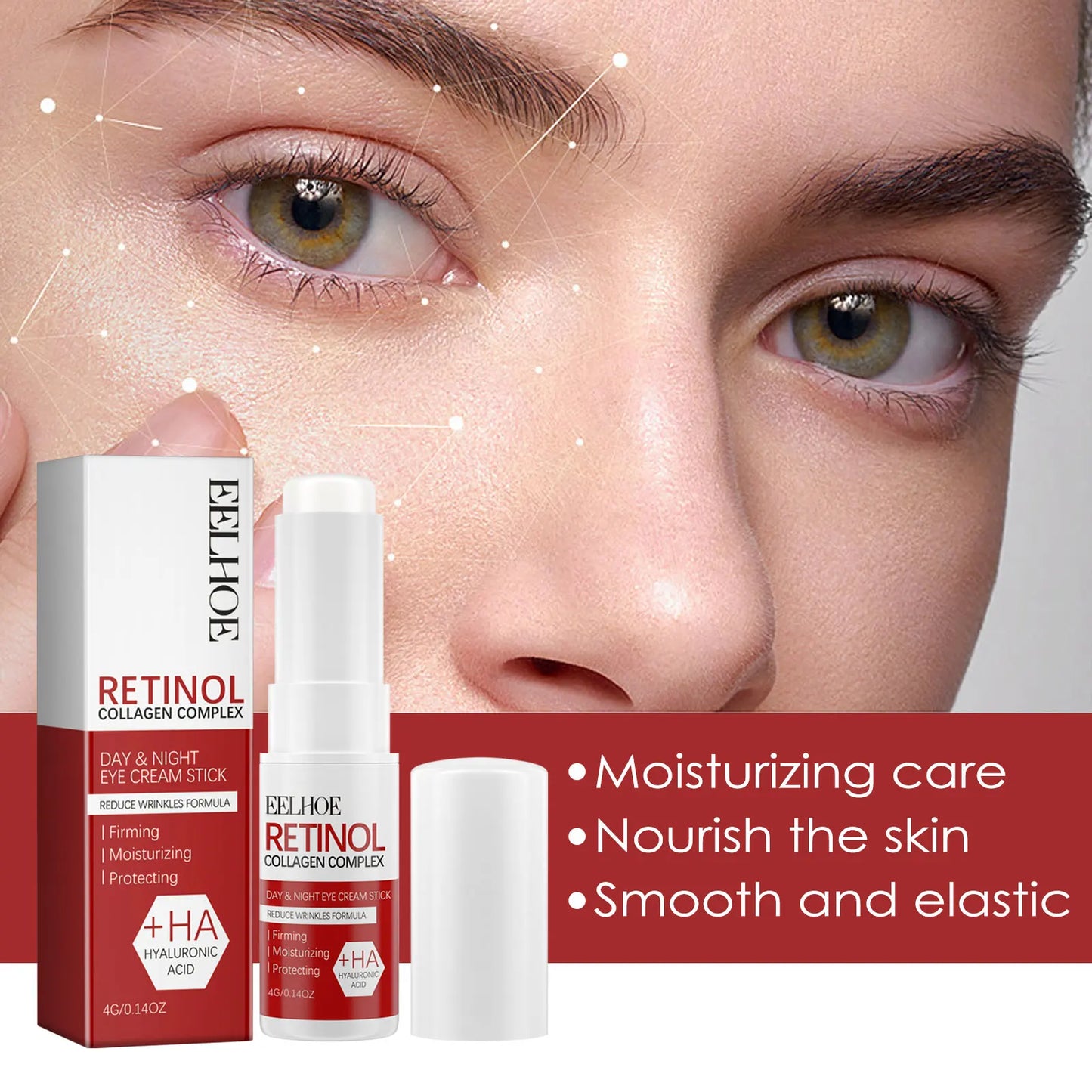 Bastão Anti-Rugas para Olhos com Retinol e Colágeno — Apaga Olheiras e Pés de Galinha