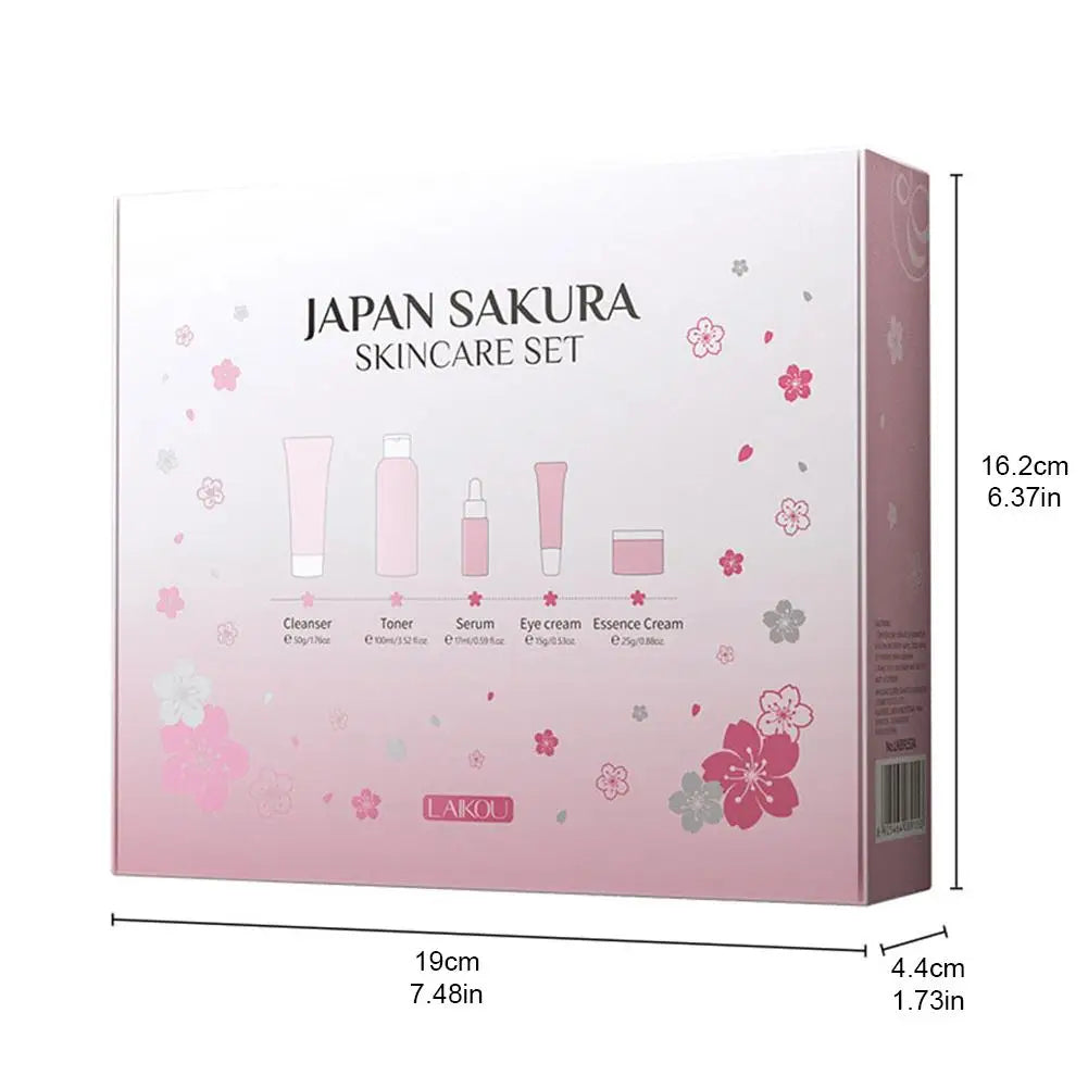 Kit Presente Skincare Sakura LAIKOU 5 Peças — Rotina K-Beauty em Caixa de Luxo