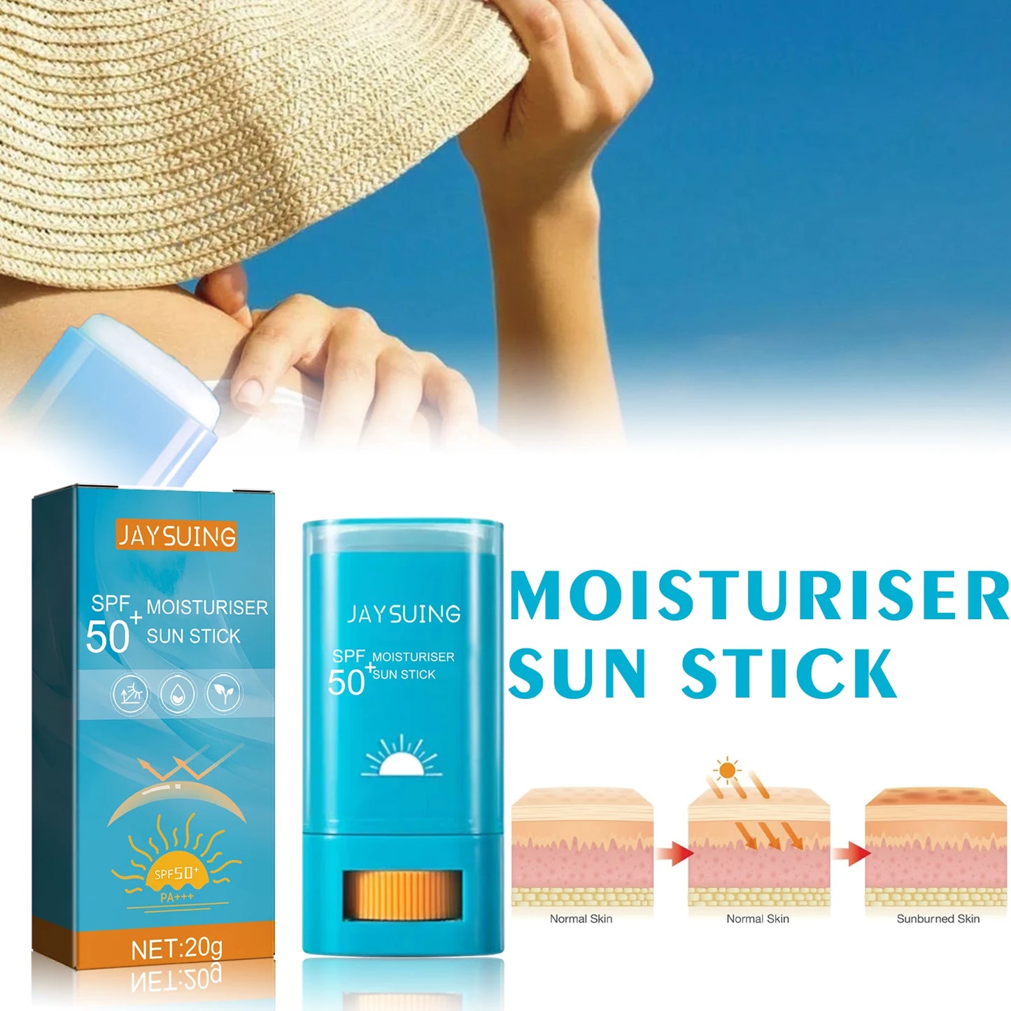 Protetor Solar FPS 50+ em Bastão Coreano — Reaplique sem Tirar a Maquiagem