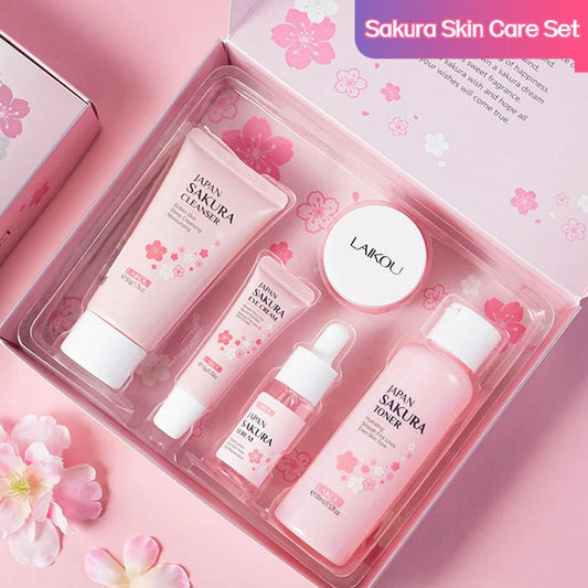 Kit Presente Skincare Sakura LAIKOU 5 Peças — Rotina K-Beauty em Caixa de Luxo